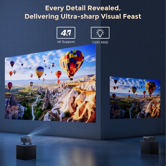 ARTSEA Projector with WiFi 6 and Bluetooth 5.3, 4K Movie Projector, Dolby Audio, Auto Focus & Keystone, Native 1080P Proyector for Home Theater/ Outdoor Viedo Projector