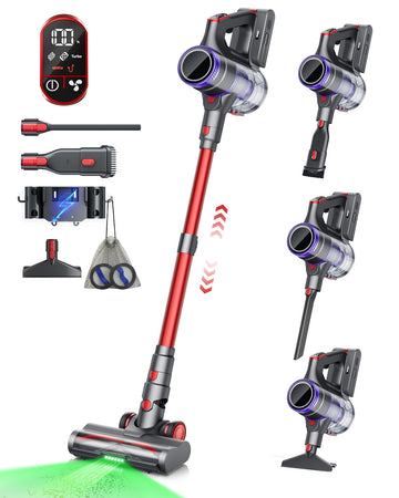 Cordless Vacuum Cleaner, 550W/48kPa Powerful Stick Vacuum, Lightweight Upright for Home Hard Floor Carpet Pet Hair